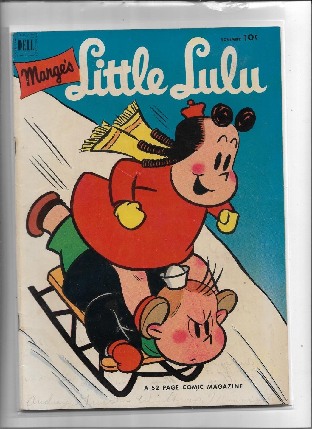 MARGE\'S LITTLE LULU #53 1952 FINE 6.0 1487 WRITTING INSIDE COVER
