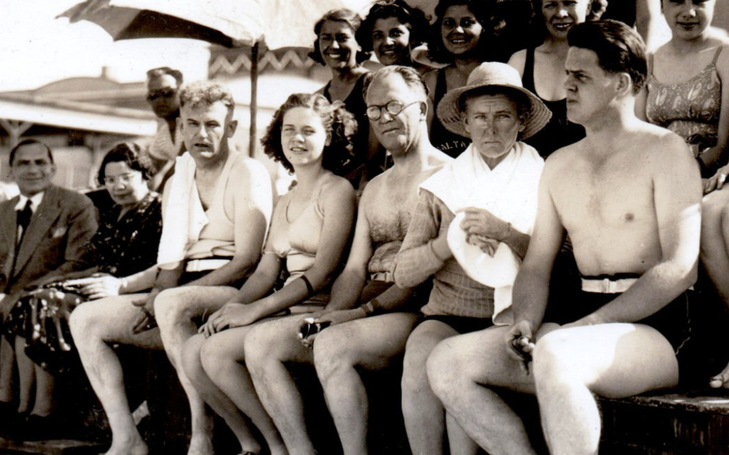 1938 Great Salt Lake City Utah Logan Saltair Bathing Beach Swim RPPC Postcard