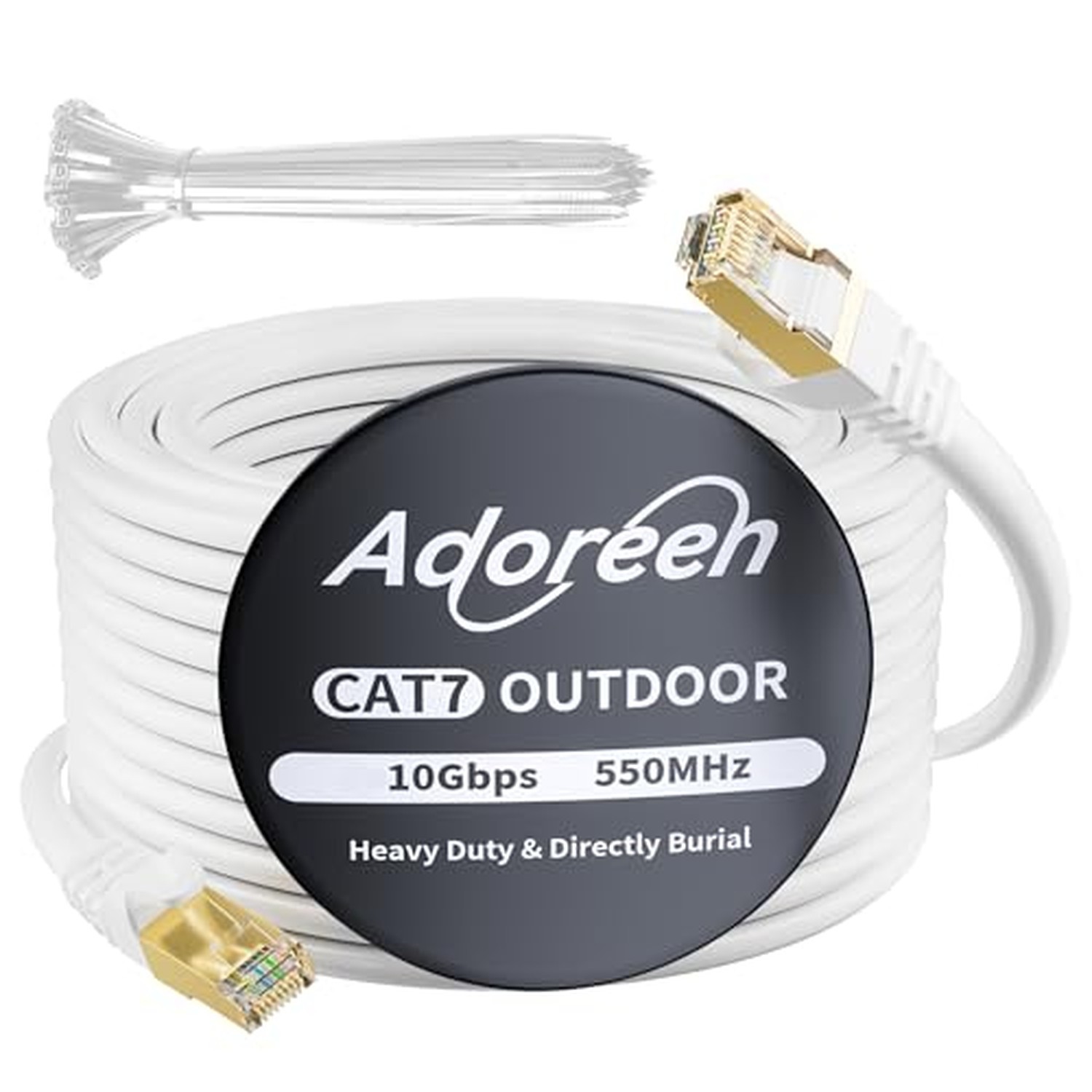 Adoreen Cat 6E Cat 7 Outdoor Ethernet Cable 200 FT White, High Speed Shielded...