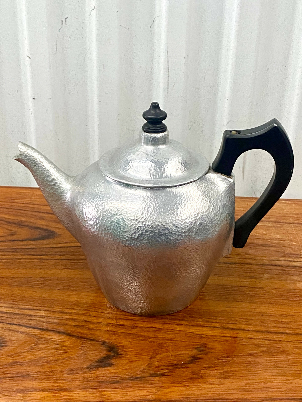 Vintage Majestic Cookware Hammered Aluminum Tea Kettle W/ Infuser On A Chain.