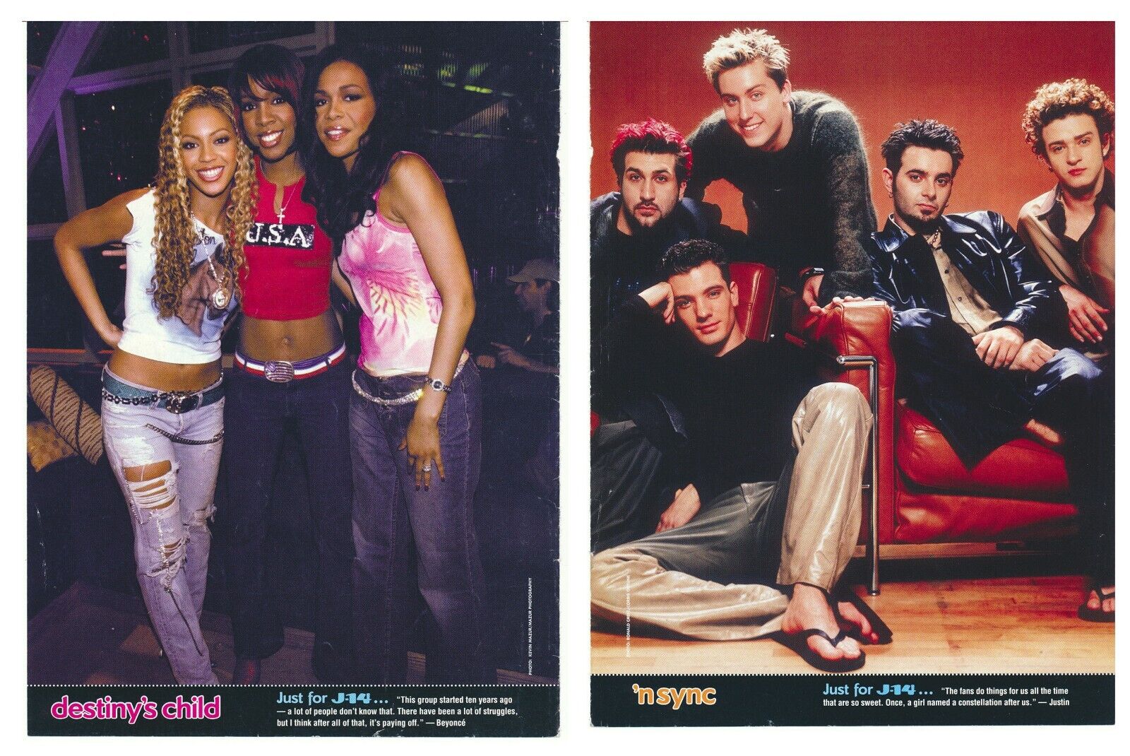 Early 2000s Destiny\'s Child & \'N SYNC Magazine Clipping Page