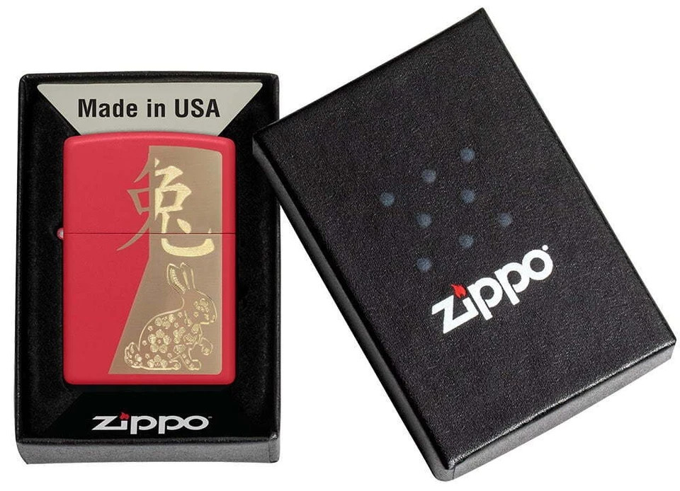 Zippo Lighter Red Matte Year of the Rabbit 48282 #99N New 2023 Zippo Lighter Red Matte Year of the Rabbit 48282 #99N New 2023