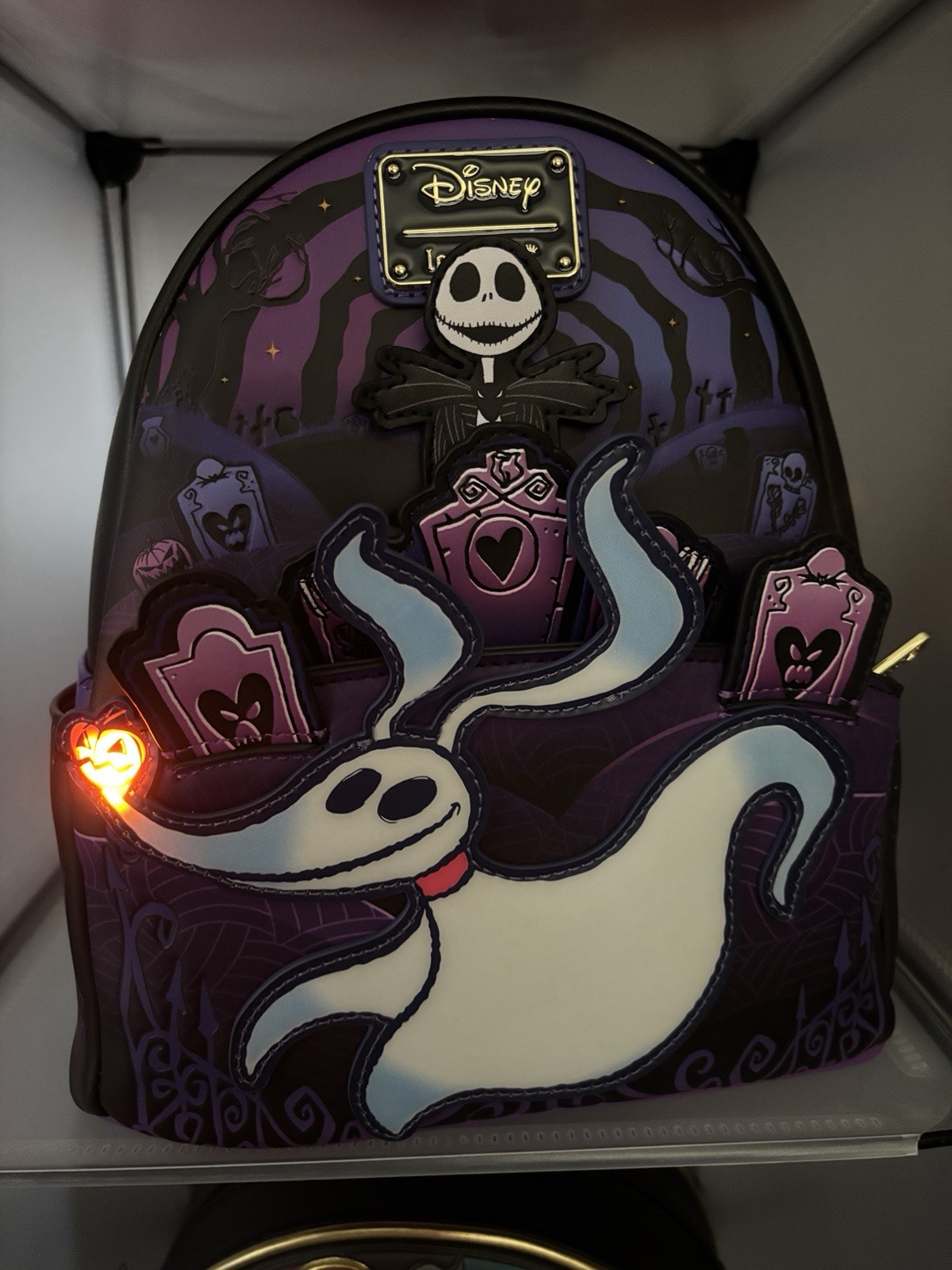 Loungefly Disney The Nightmare Before Christmas Zero Light-Up Mini Backpack, NEW