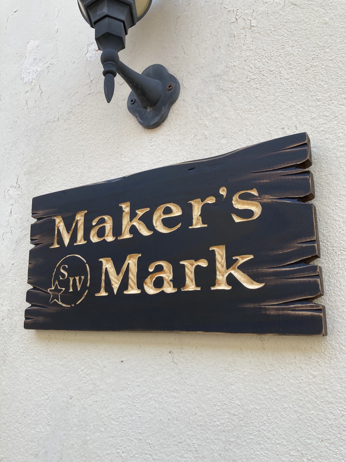 Makers Mark Bourbon Sign Carved Wood Whiskey Bar Cigar Lounge Antique Look