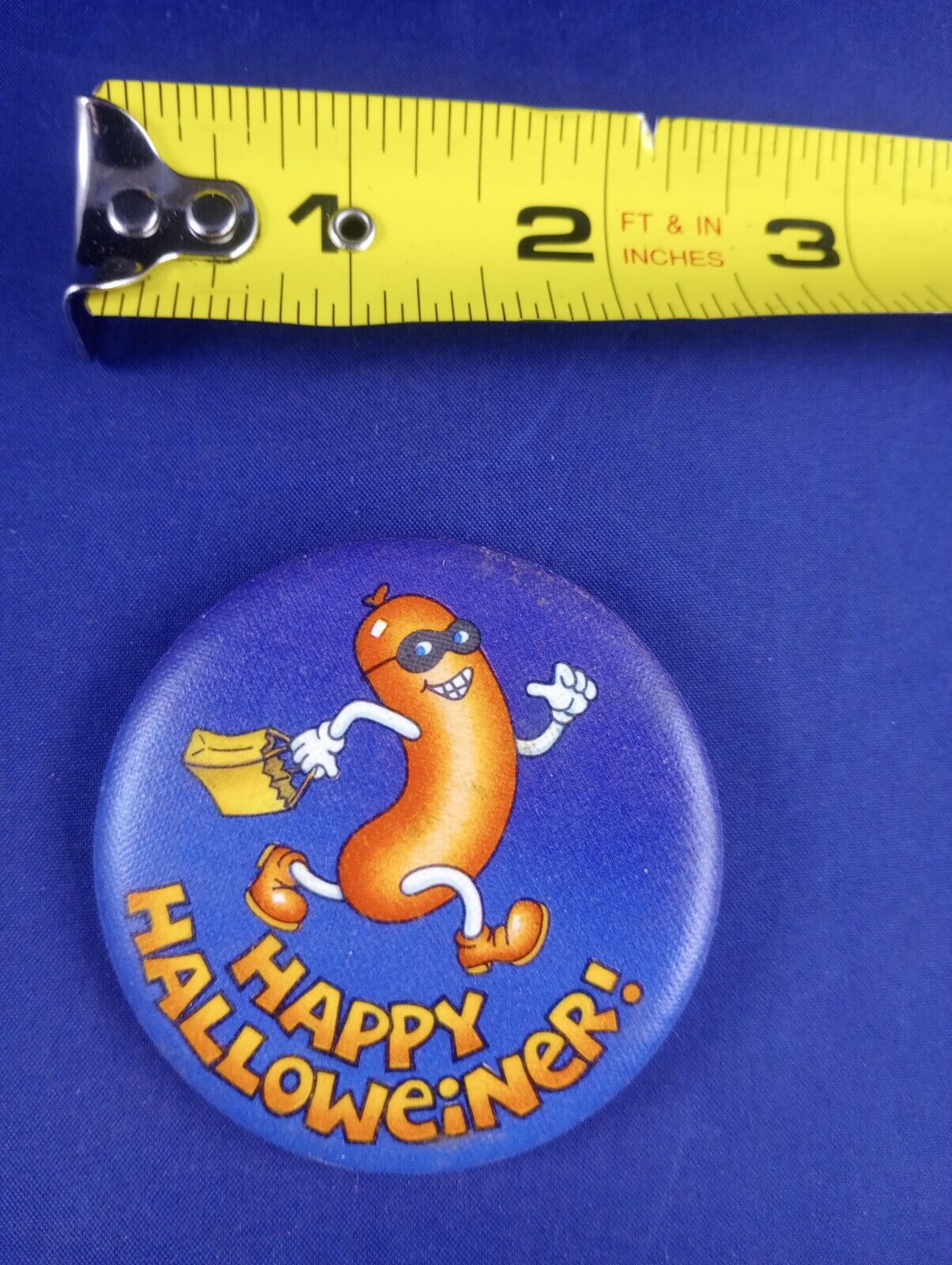 Vtg Happy Halloweiner Hallmark Pin Button Pinback    *125-X
