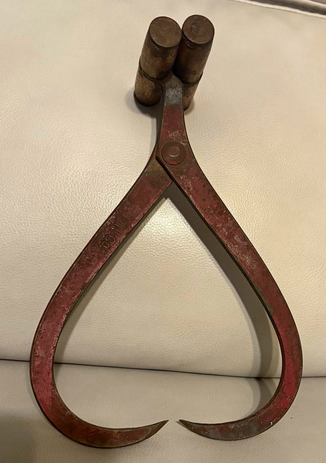 Vintage R.I. Co. Antique Ice Tongs Providence Rhode Island Tool Co Forged Iron