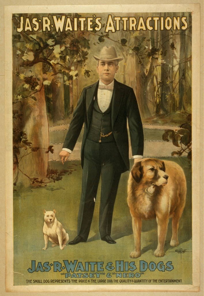 Photo:Jas R Waite and His Dogs Patsey and Nero Poster c1899