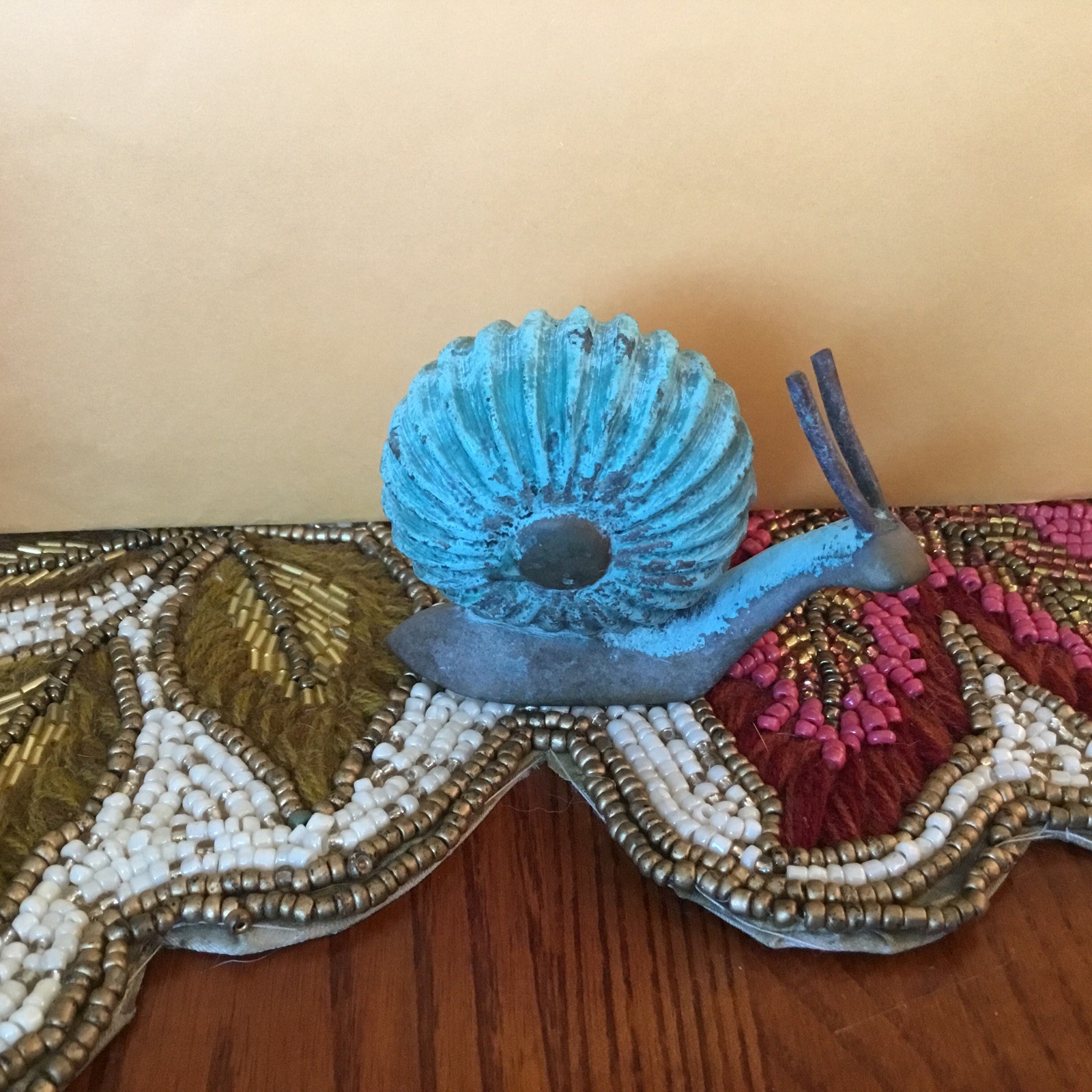 Cast Iron Snail Verdigris Finish GARDEN TABLE FIGURINE 