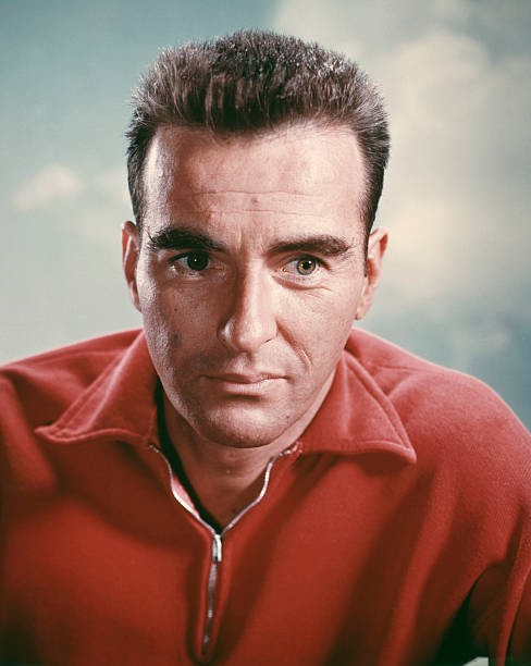 Montgomery Clift studio portrait in red shirt circa 1960 Old Photo
