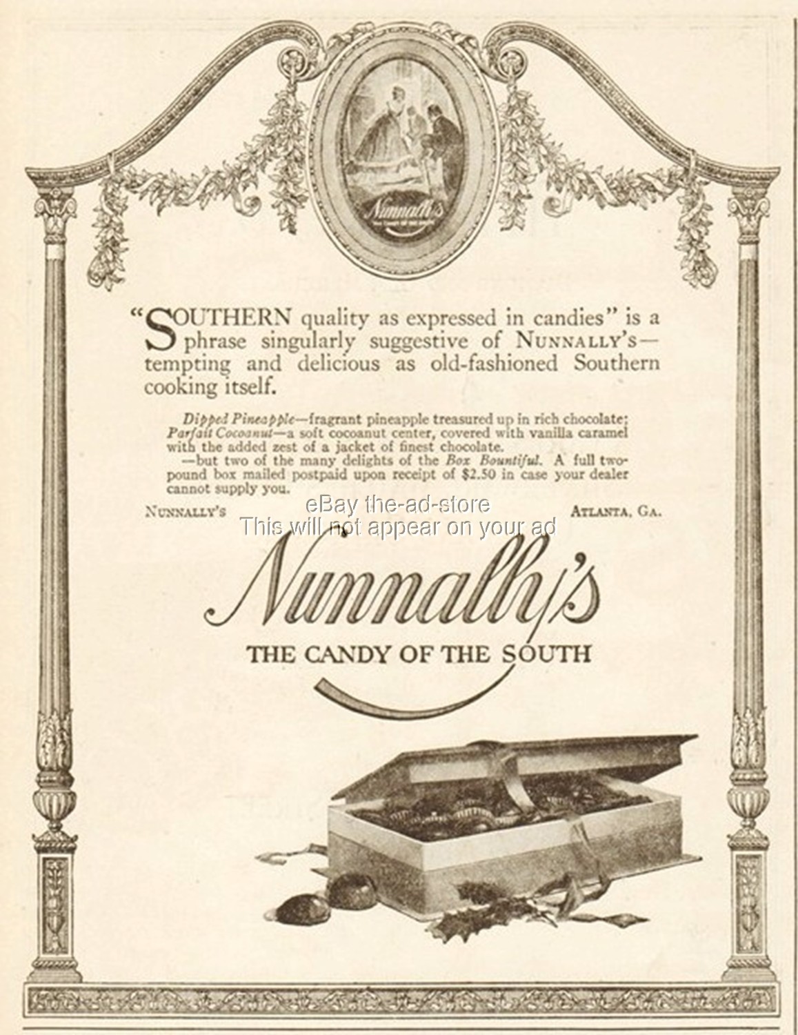 1919 Nunnally s Candy of the South Chocolate Dipped Pineapple Atlanta GA Ad