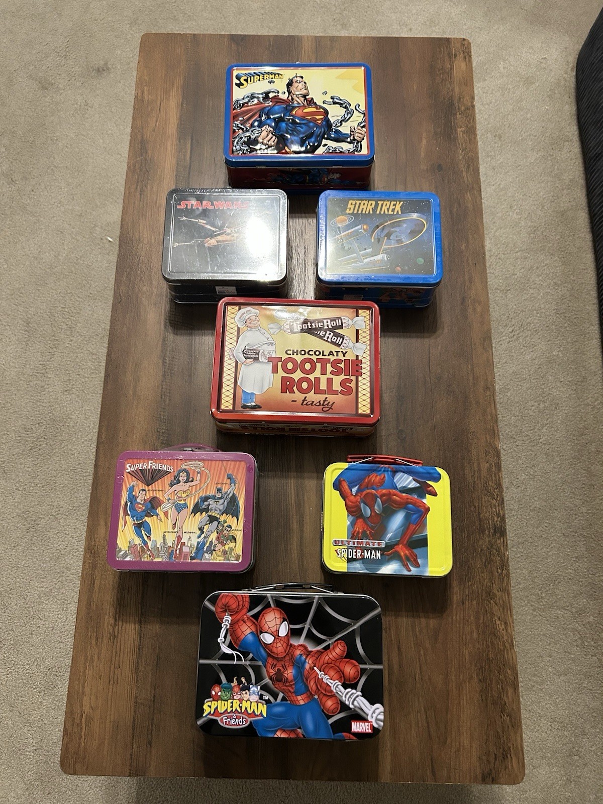 Vintage Miniature Metal Tin Lunch Box Collectors Lot Of 7 Excellent Condition😍