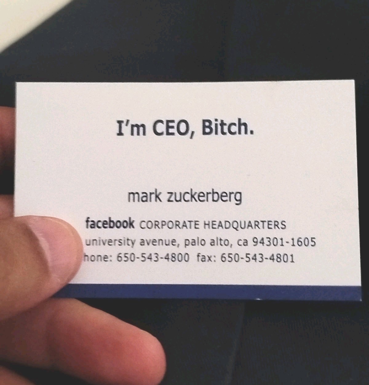 Business Card - Official - Mark Zuckerberg - Facebook - 2004 - Signature
