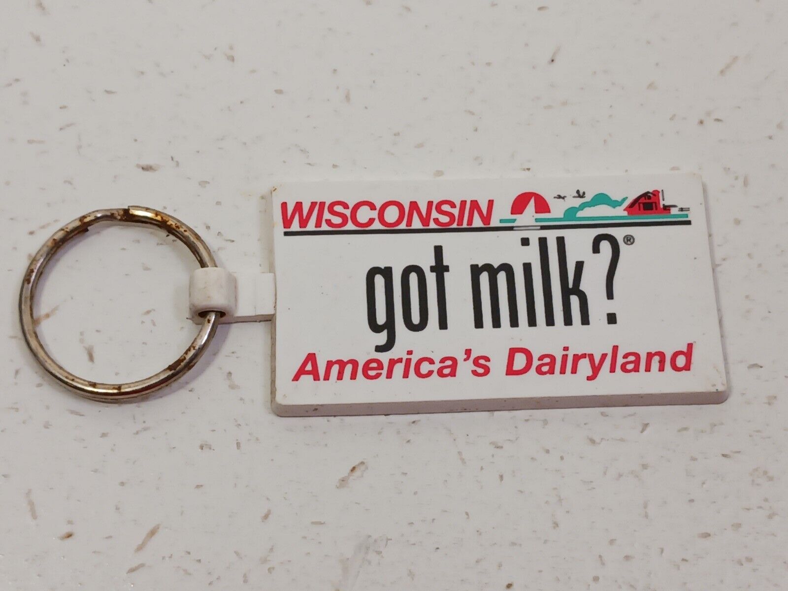 Vintage Wisconsin America\'s Dairyland Got Milk ? Rubber Keychain