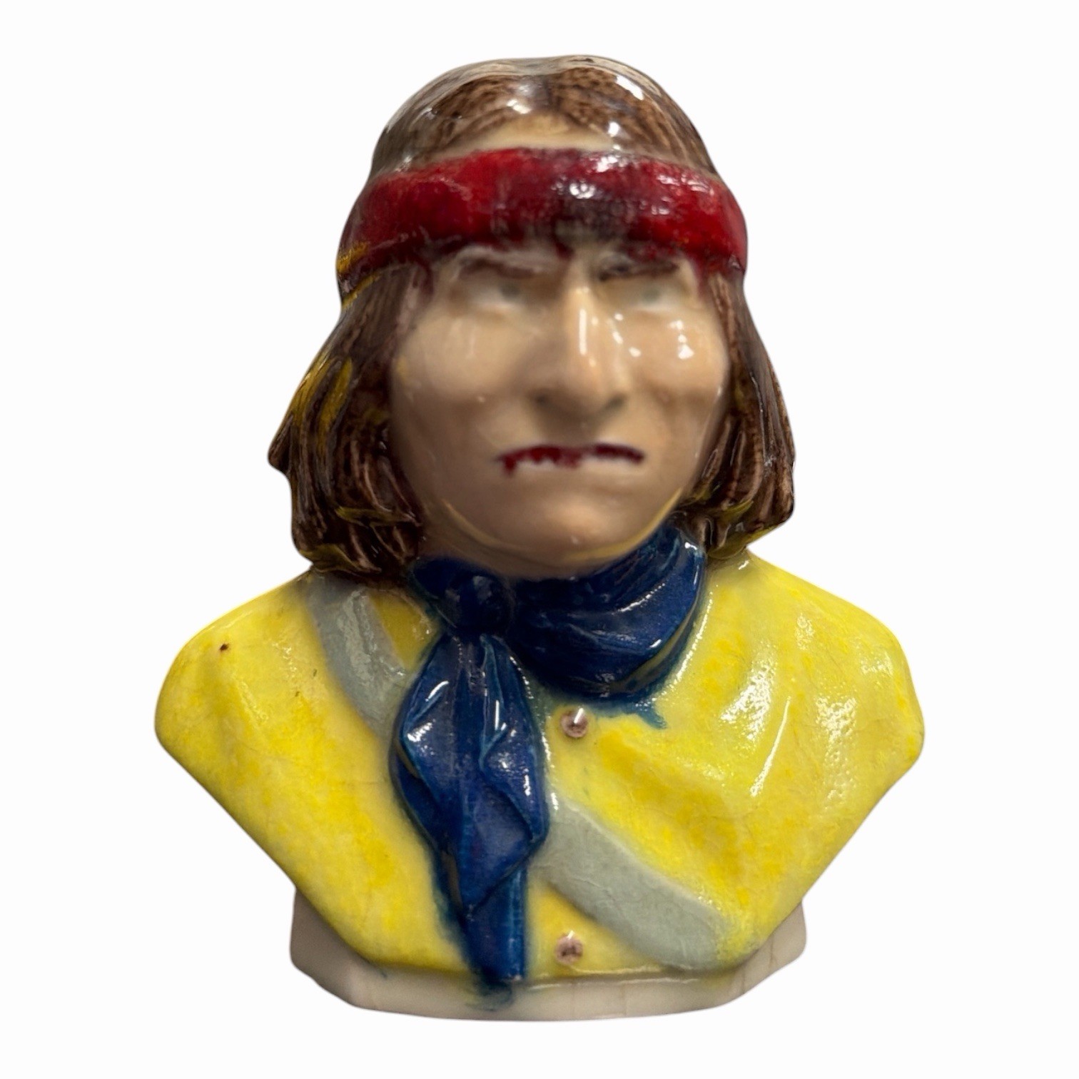 Vintage Geronimo Ceramic Bust Figurine 7in Hand Painted Souvenir