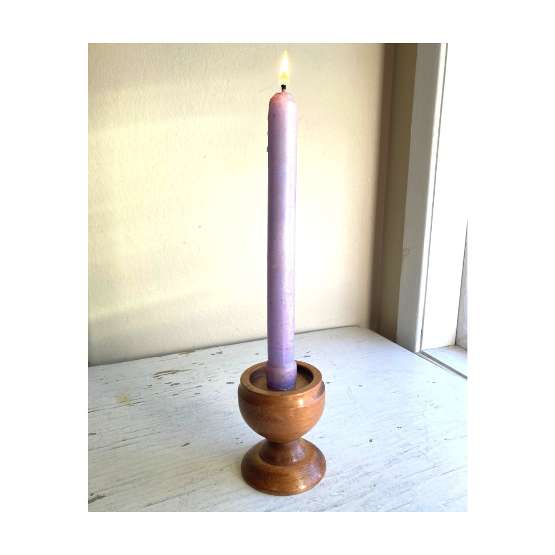 Single Turned Wood Candleholder Round Footed Wooden Taper Candle Stand Single Turned Wood Candleholder Round Footed Wooden Taper Candle Stand