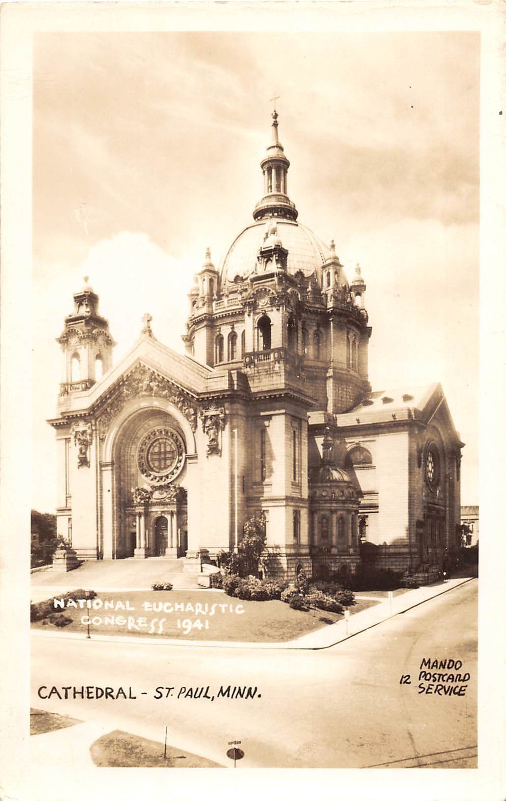 D10/ St Paul Minnesota RPPC Postcard 1941 Cathedral Nat\'l Eucharistic Congress