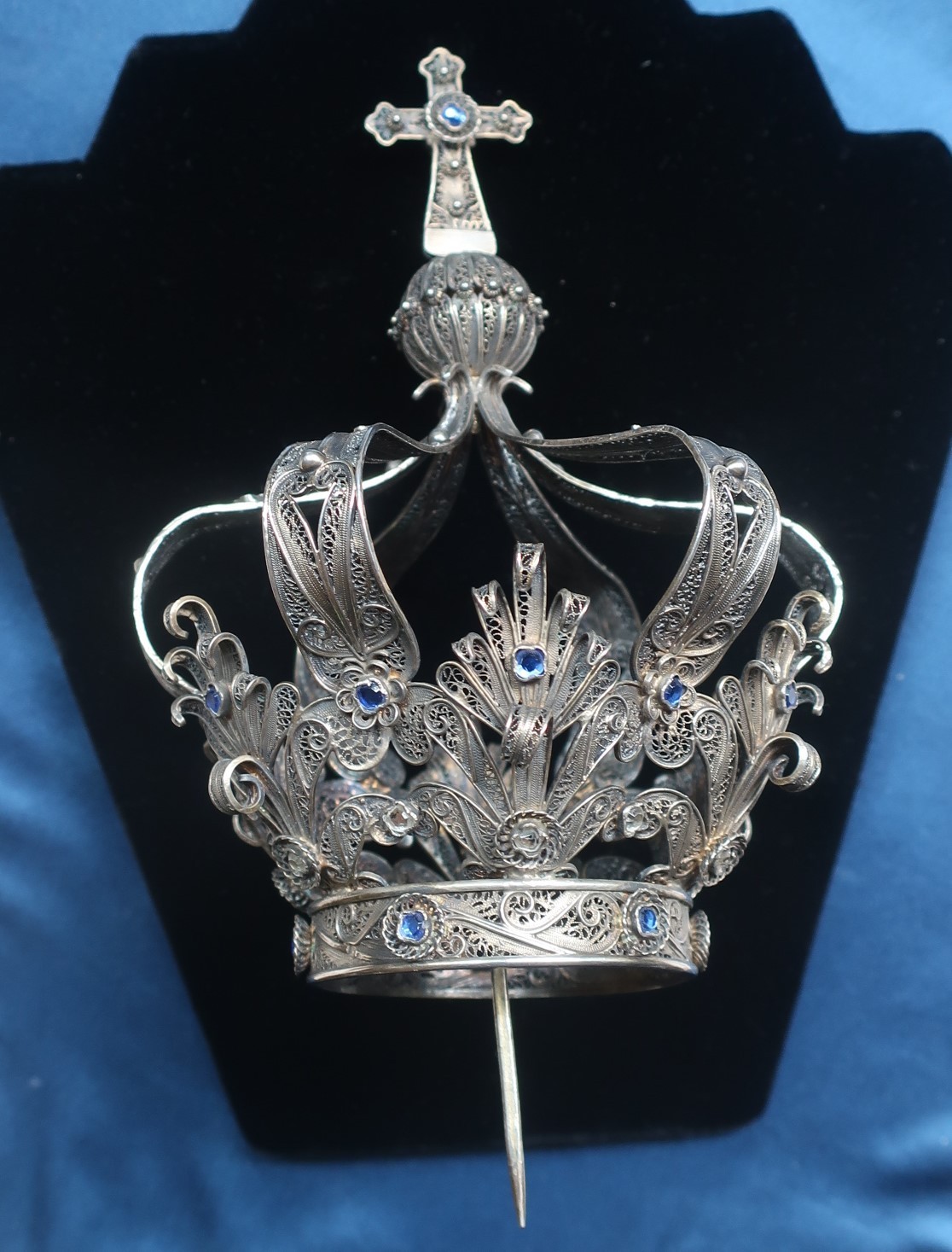 Exquisite Antique Sacred Art filigree SILVER crown for religious statue SPAIN Exquisite Antique Sacred Art filigree SILVER crown for religious statue SPAIN