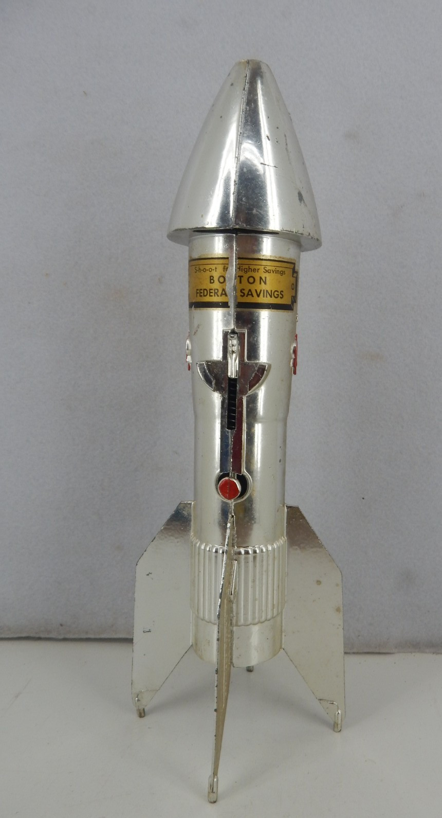 VTG 1957 Astro Mfg Rocket Ship Mechanical Coin Bank Berzac Creation Space Age