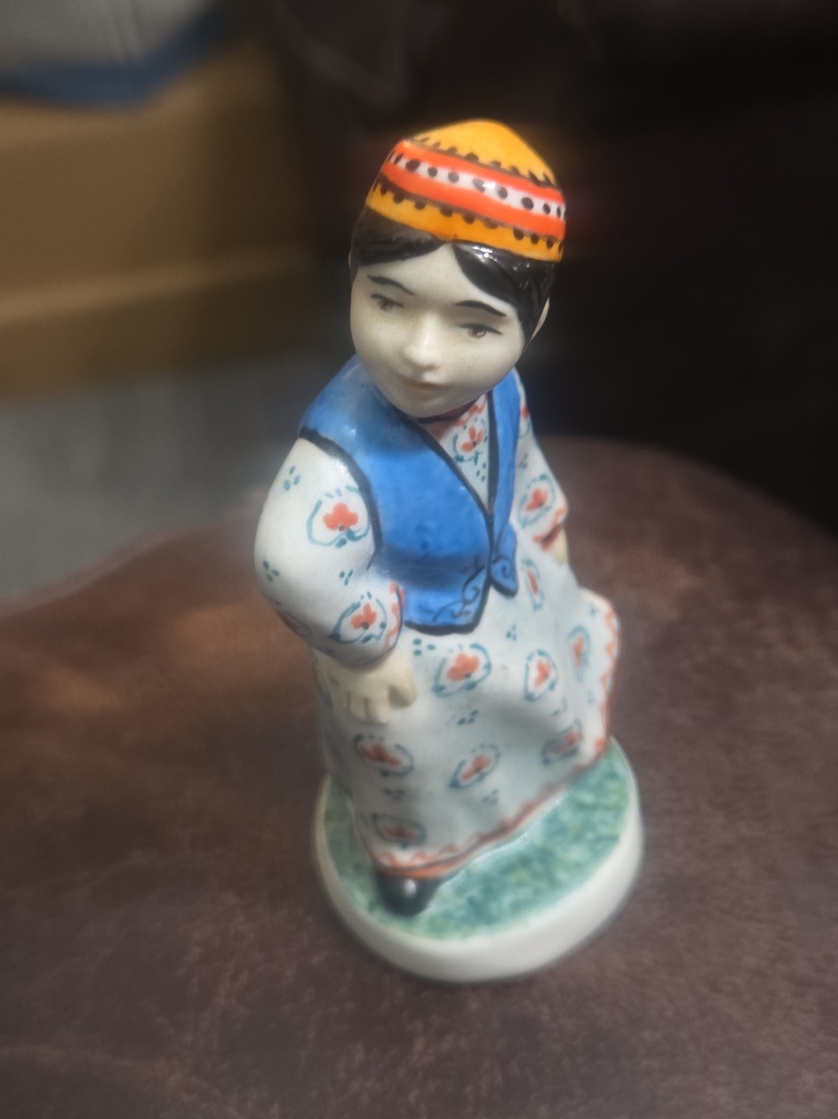 Vtg. Soviet Ukrainian Porcelain Figurine Folk Coatume Girl Polonne Gorodnitsa