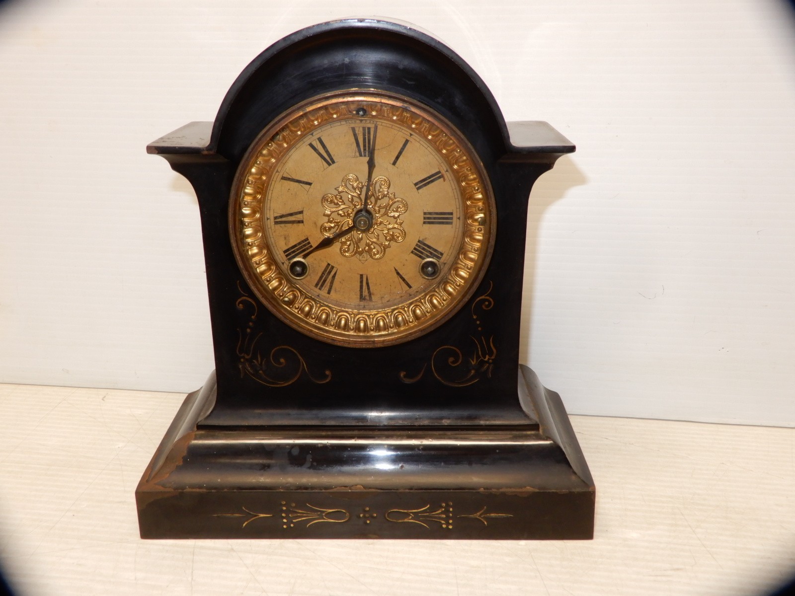ANTIQUE ANSONIA CAST IRON MANTLE CLOCK
