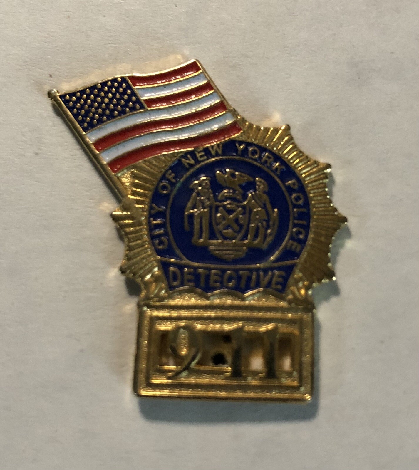 9/11 City Of New York Police Detective Pin American Flag Design To Remember
