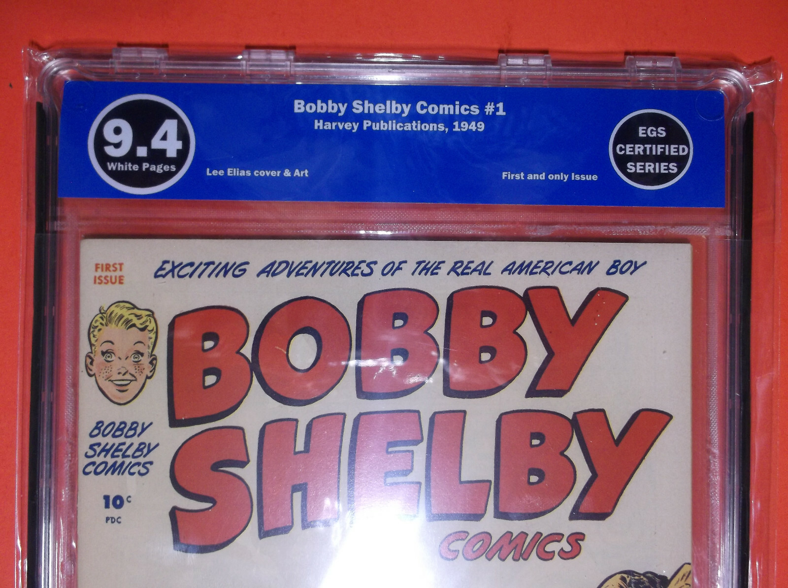 BOBBY SHELBY COMICS # 1 - EGS 9.4 NM - 1949 HARVEY FIRST ISSUE - WHITE PAGES