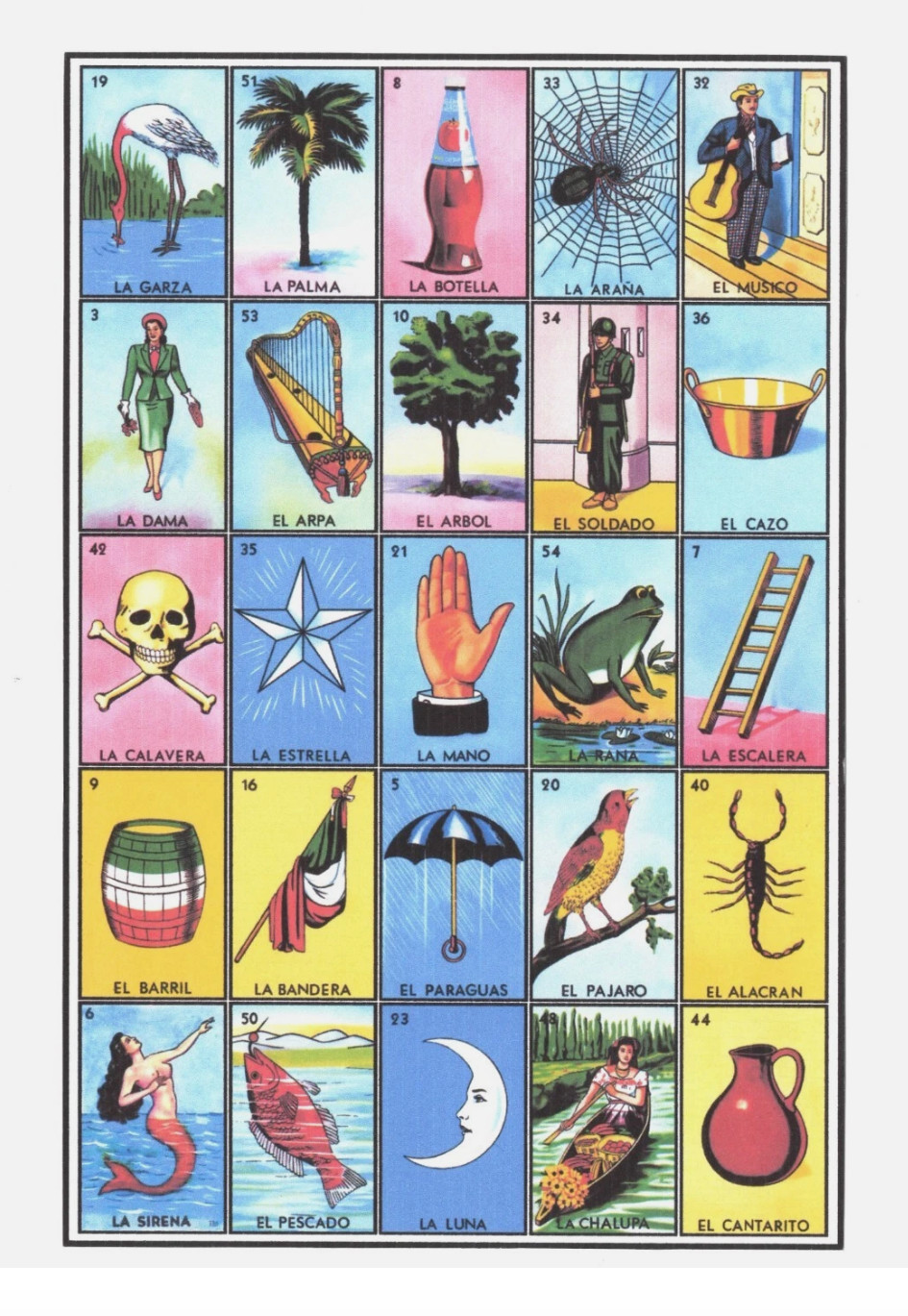 LOTERIA MEXICANA | 50 Tablas de 5 columnas X 5 filas