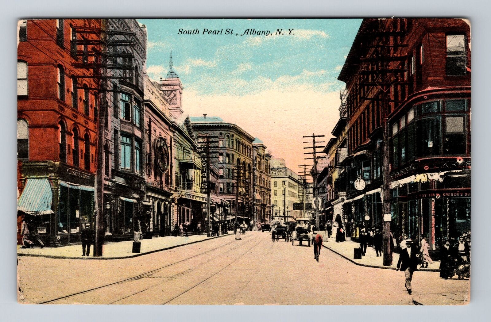 Albany NY-New York, South Pearl St Scenic View, Antique, Vintage Postcard