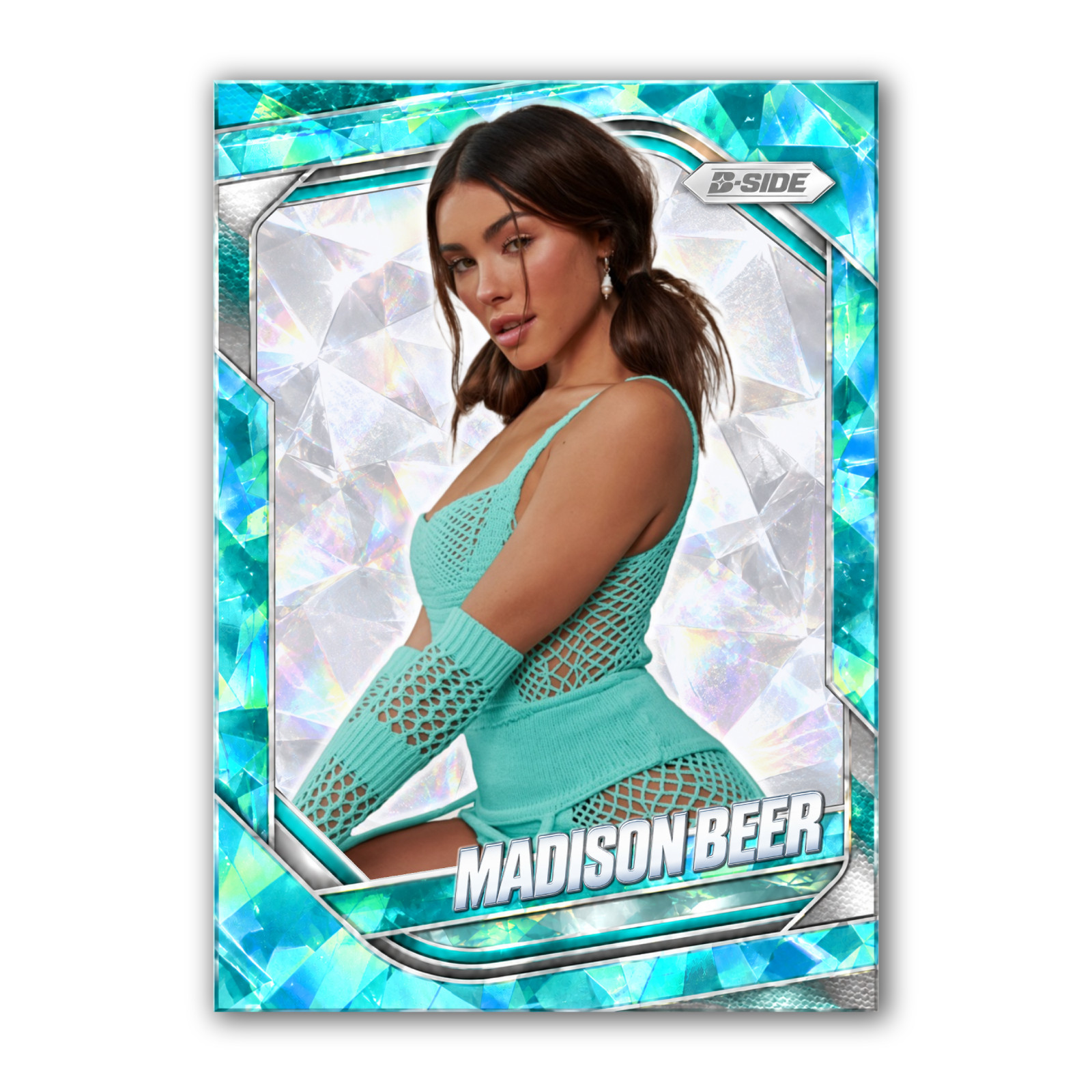 Custom Madison Beer Novelty Trading Card Holographic Teal Ice