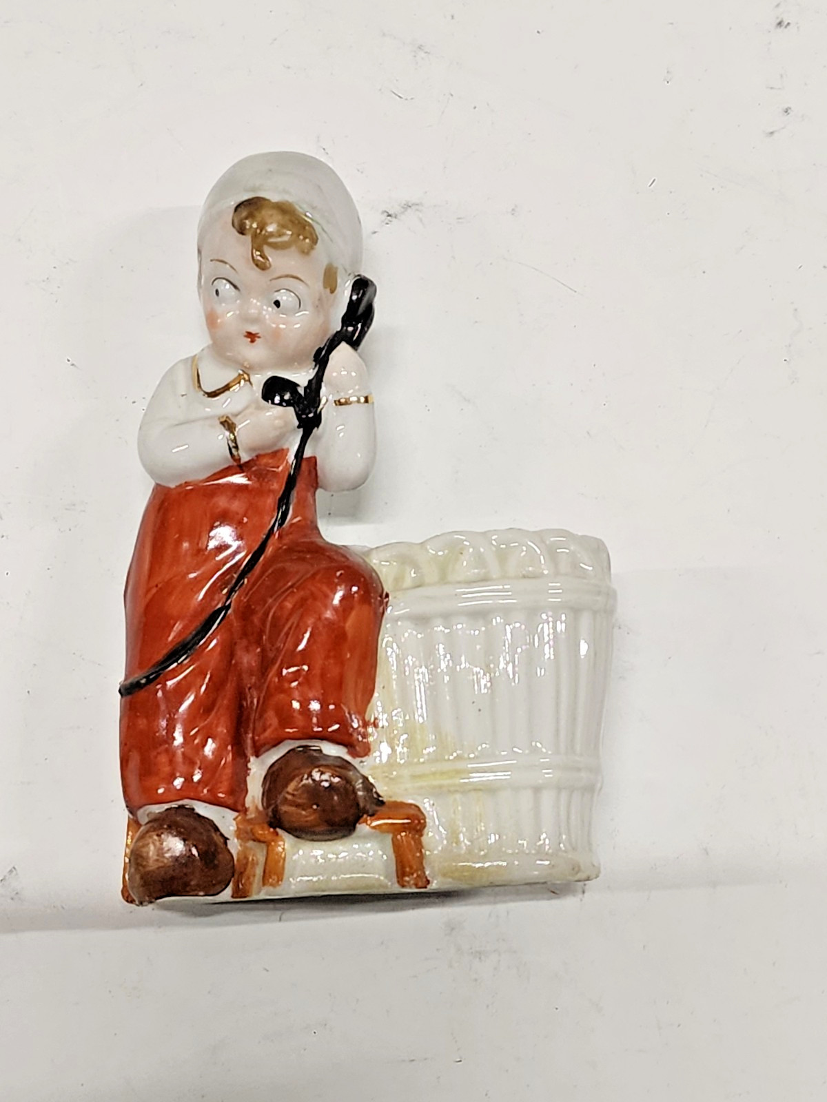 Porcelain Tooth Pick Holder Dutch Boy Figure Made in Japan 1950\'s