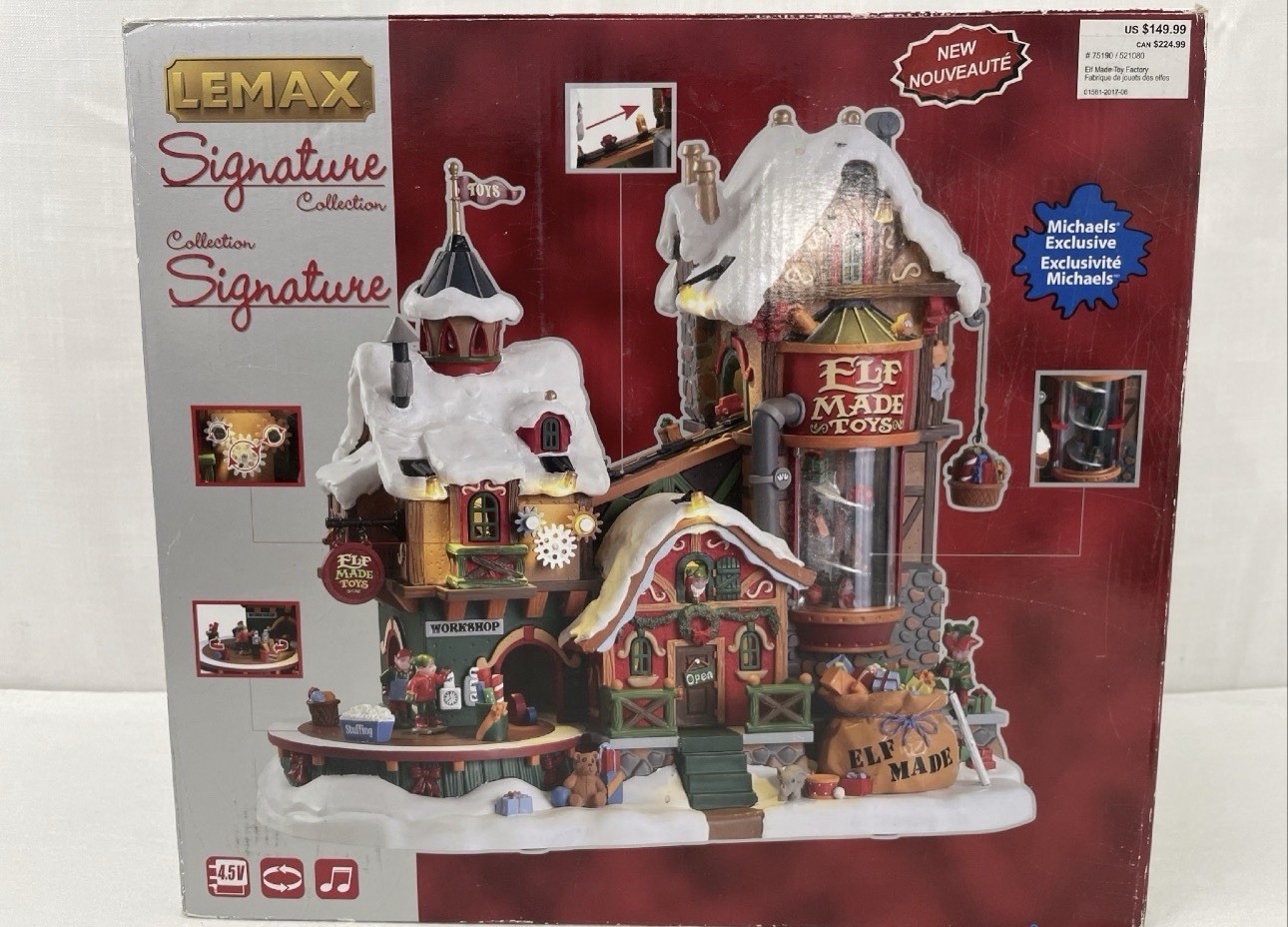 2017 Lemax Signature Elf Made Toy Factory Lighted Music Christmas Village Works
