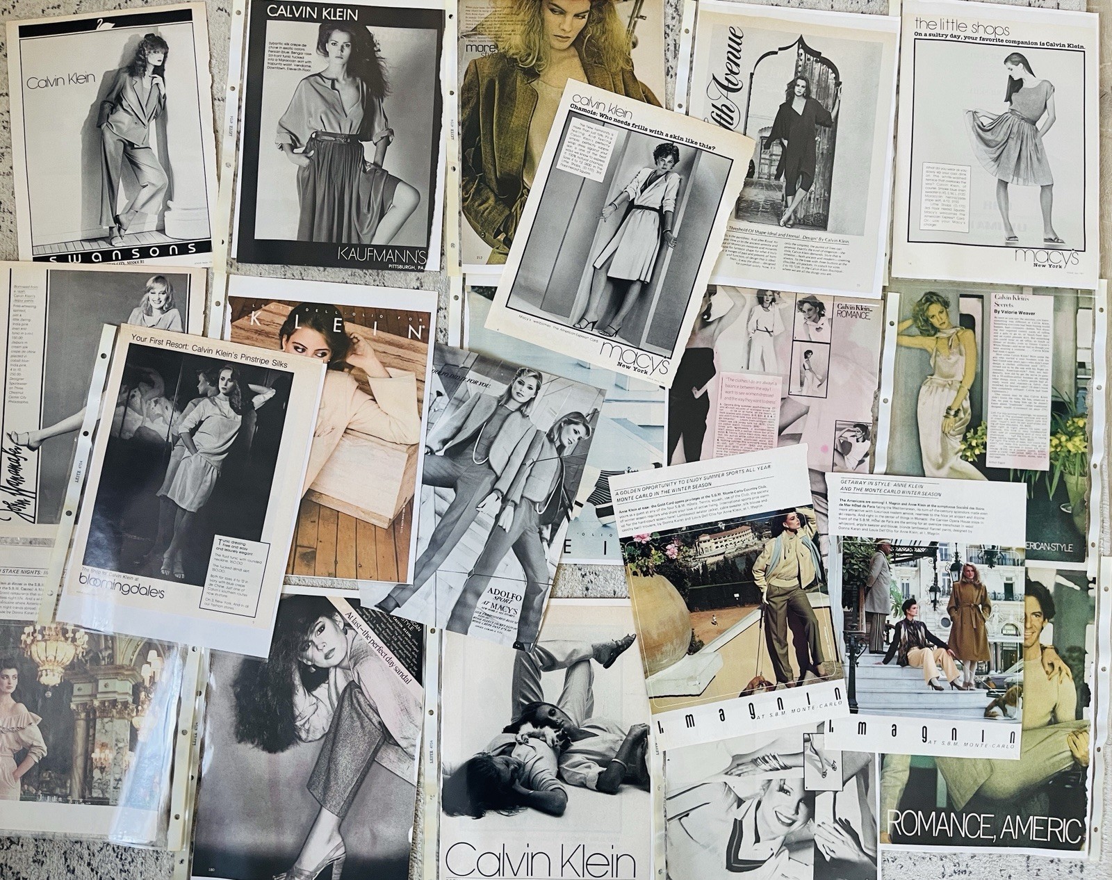 23 Vintage Calvin Klein Fashion Ads - Original Magazine Collection 1970s 1980s