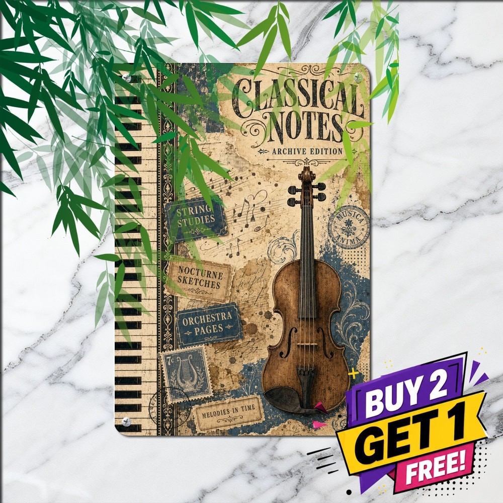 Vertical Violin Illustration Sign Vintage Classical Music Metal Plaque 8x12