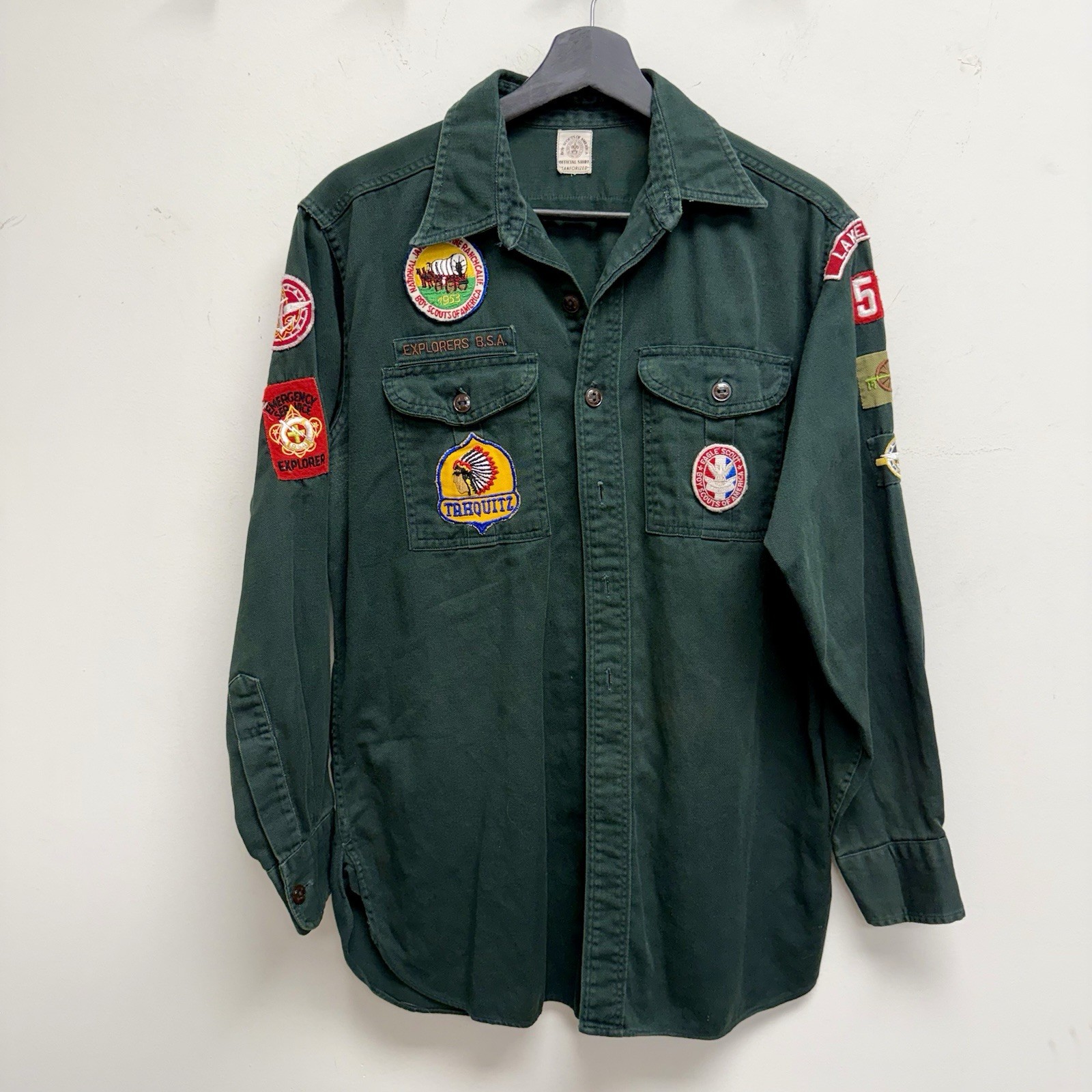 Vintage 1950s BSA Boy Scouts Patched Shirt Explorer Eagle