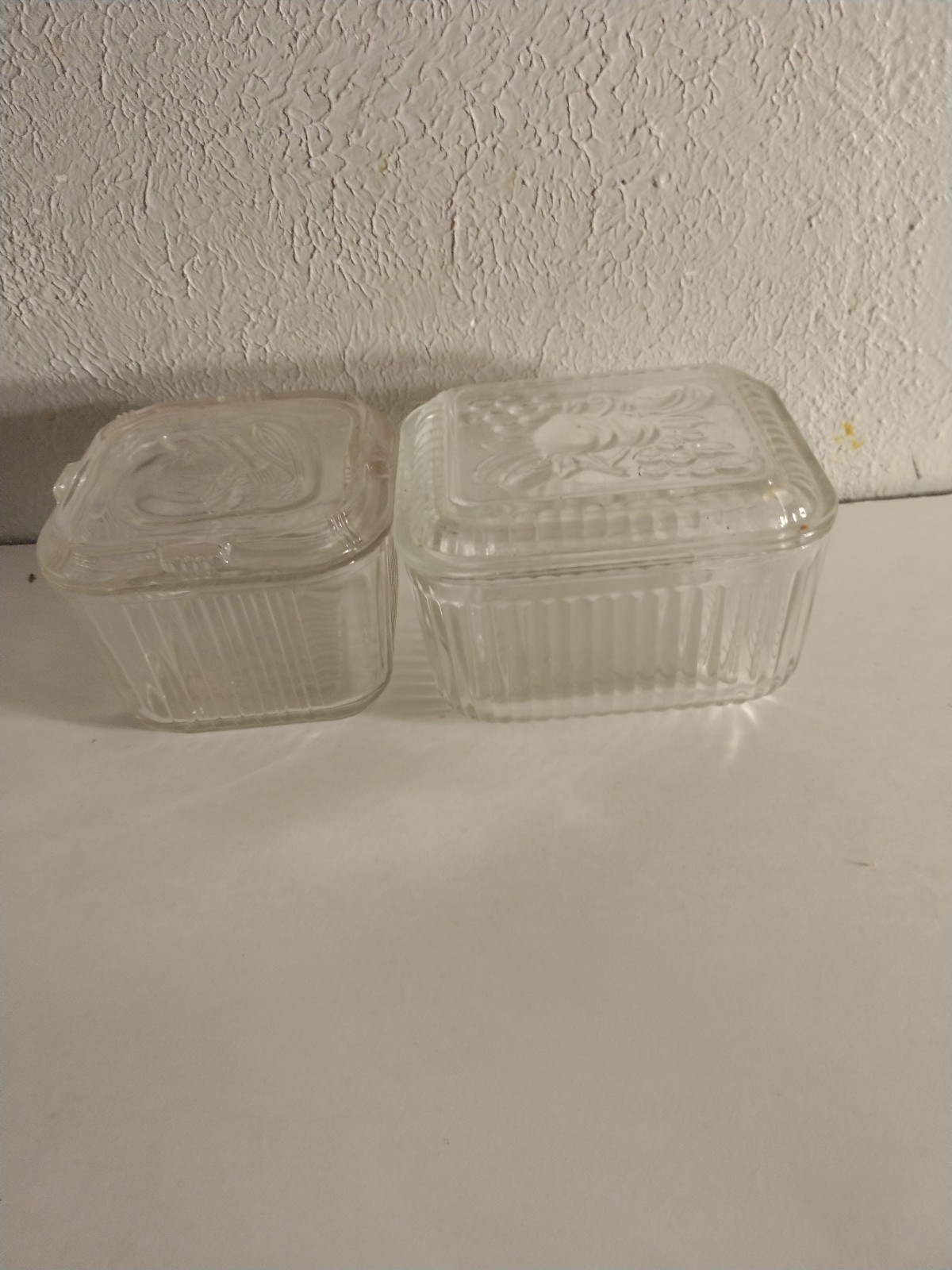 Vintage Lot of 2 Federal Glass Refrigerator Food Storage Containers - Fridgies