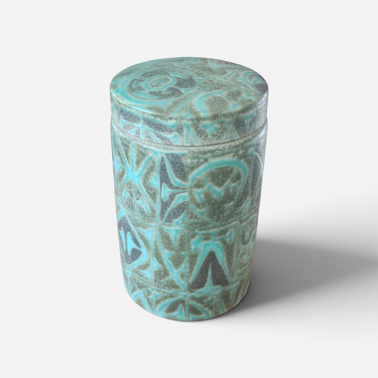 Royal Copenhagen Baca Green Canister by Nils Thorsson. 712 of 3404 series Royal Copenhagen Baca Green Canister by Nils Thorsson. 712 of 3404 series