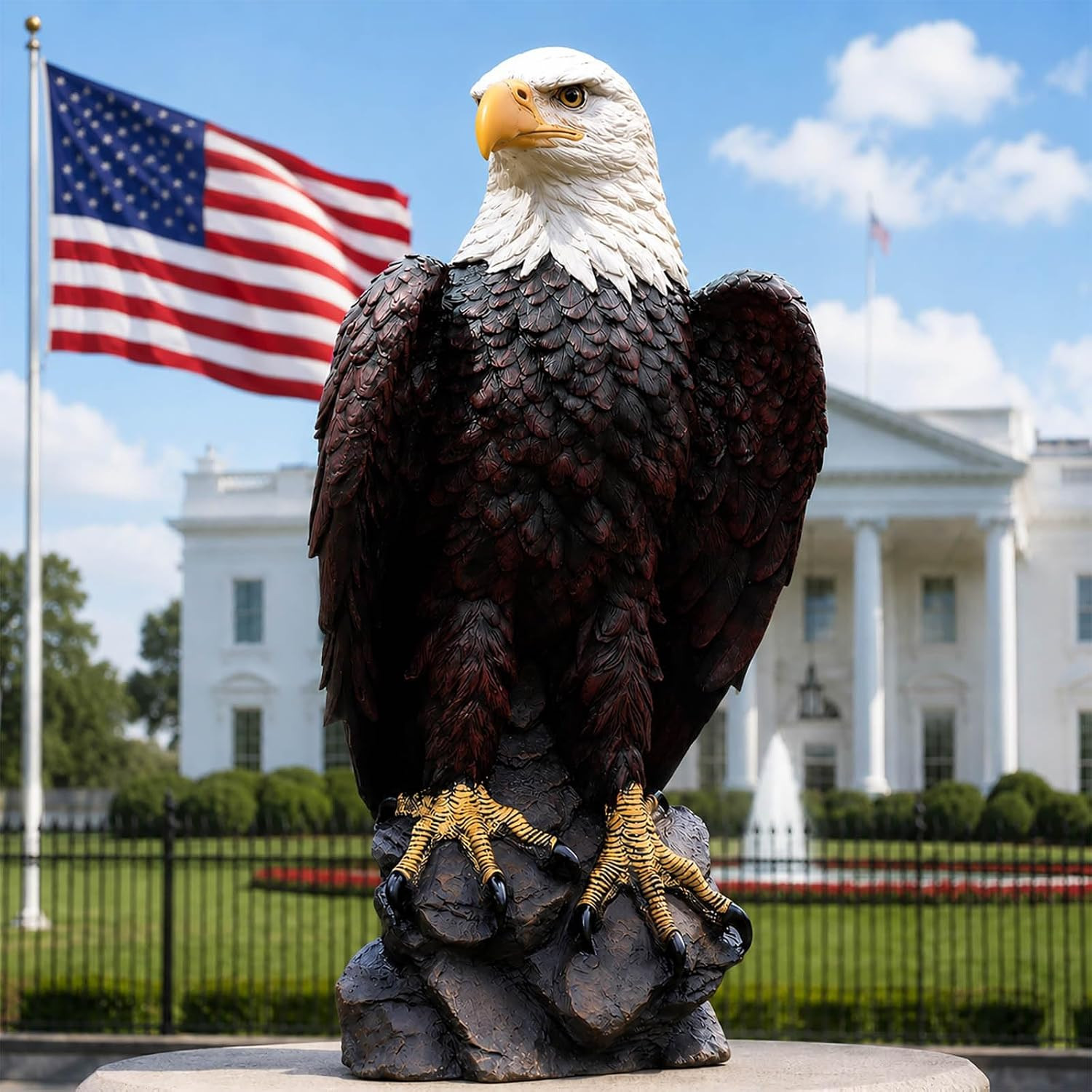 Bald Eagle Statue Outdoor Large American Patriotic Eagle Statue for Garden Yard Bald Eagle Statue Outdoor Large American Patriotic Eagle Statue for Garden Yard