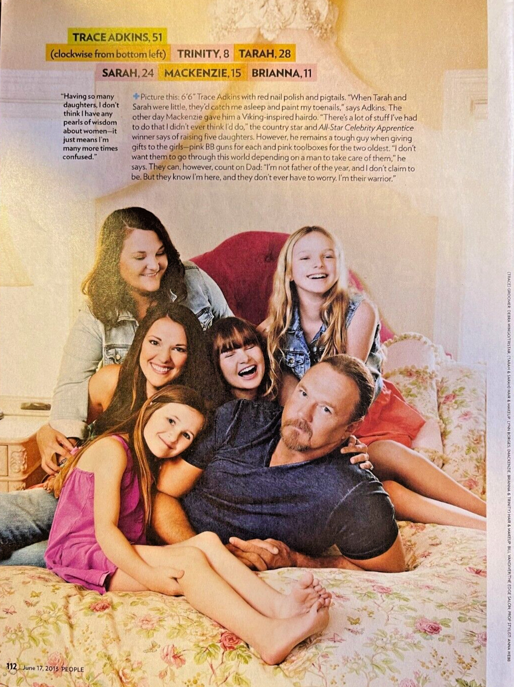 2013 Magazine Illustration Country Singer Trace Adkins With His Family