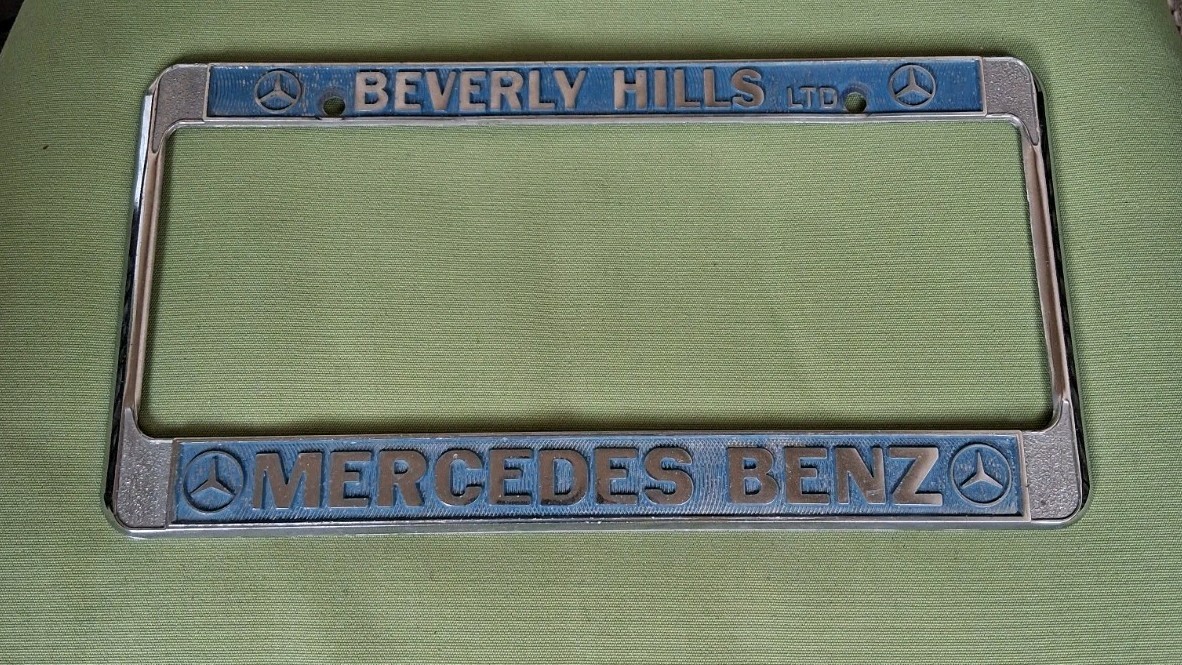 1970's 1980's Vintage Beverly Hills LTD Mercedes Benz Metal License Plate Frame 