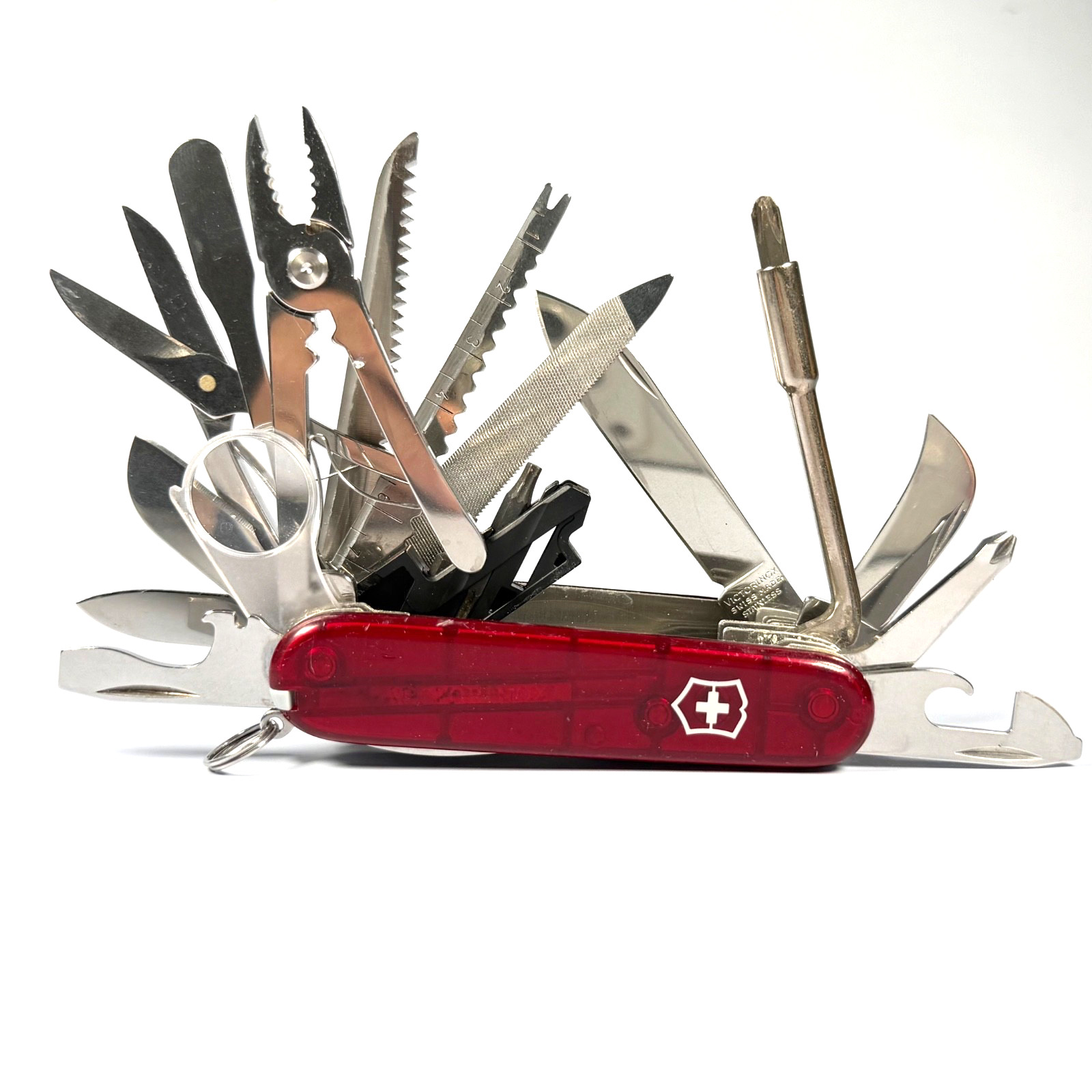 Victorinox SwissChamp XLT 91mm – 49 Functions – Translucent Red – Excellent