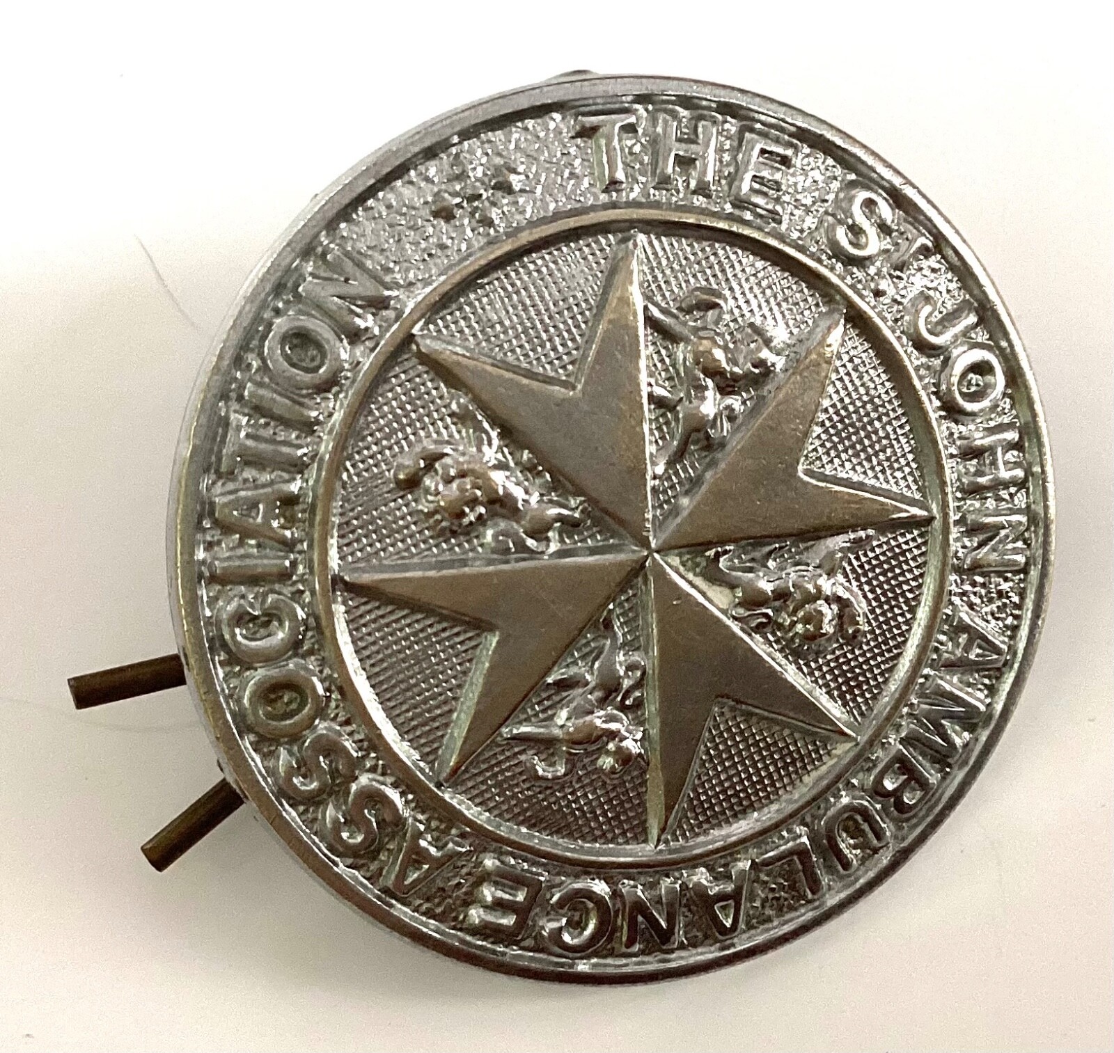 St John Ambulance Association Nickel Plated Cap Badge-33mm Worn During WW11