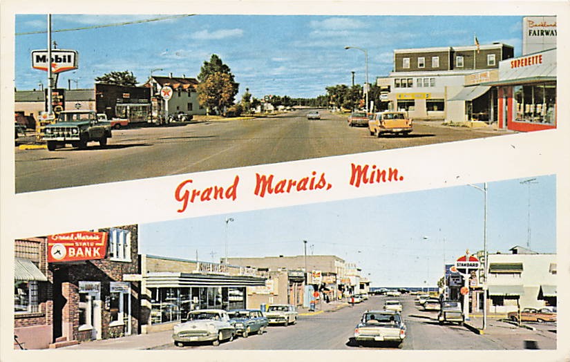 Postcard MN: Grand Marais Street Scenes, Minnesota Posted 1966