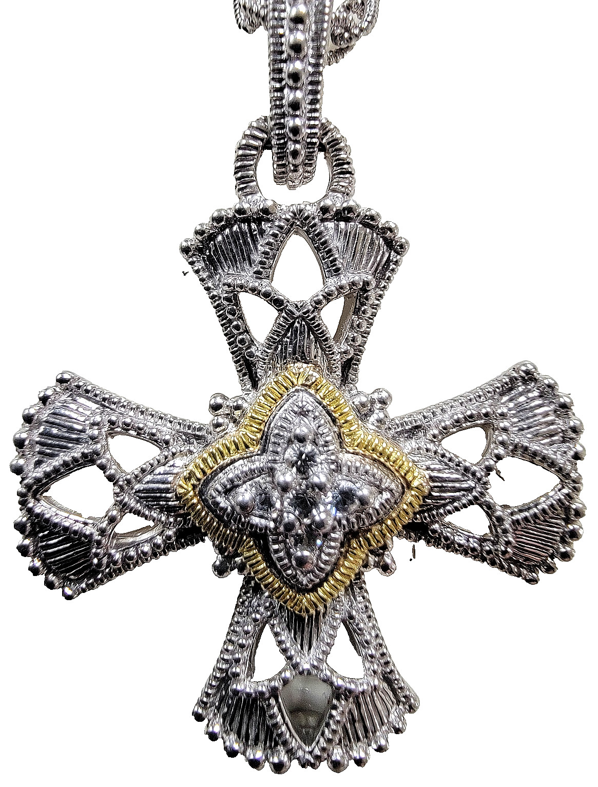 STERLING SILVER + 14K GOLD ACCENTS HEAVY KNIGHTS-TEMPLAR ROSARY 34 STERLING SILVER + 14K GOLD ACCENTS HEAVY KNIGHTS-TEMPLAR ROSARY 34