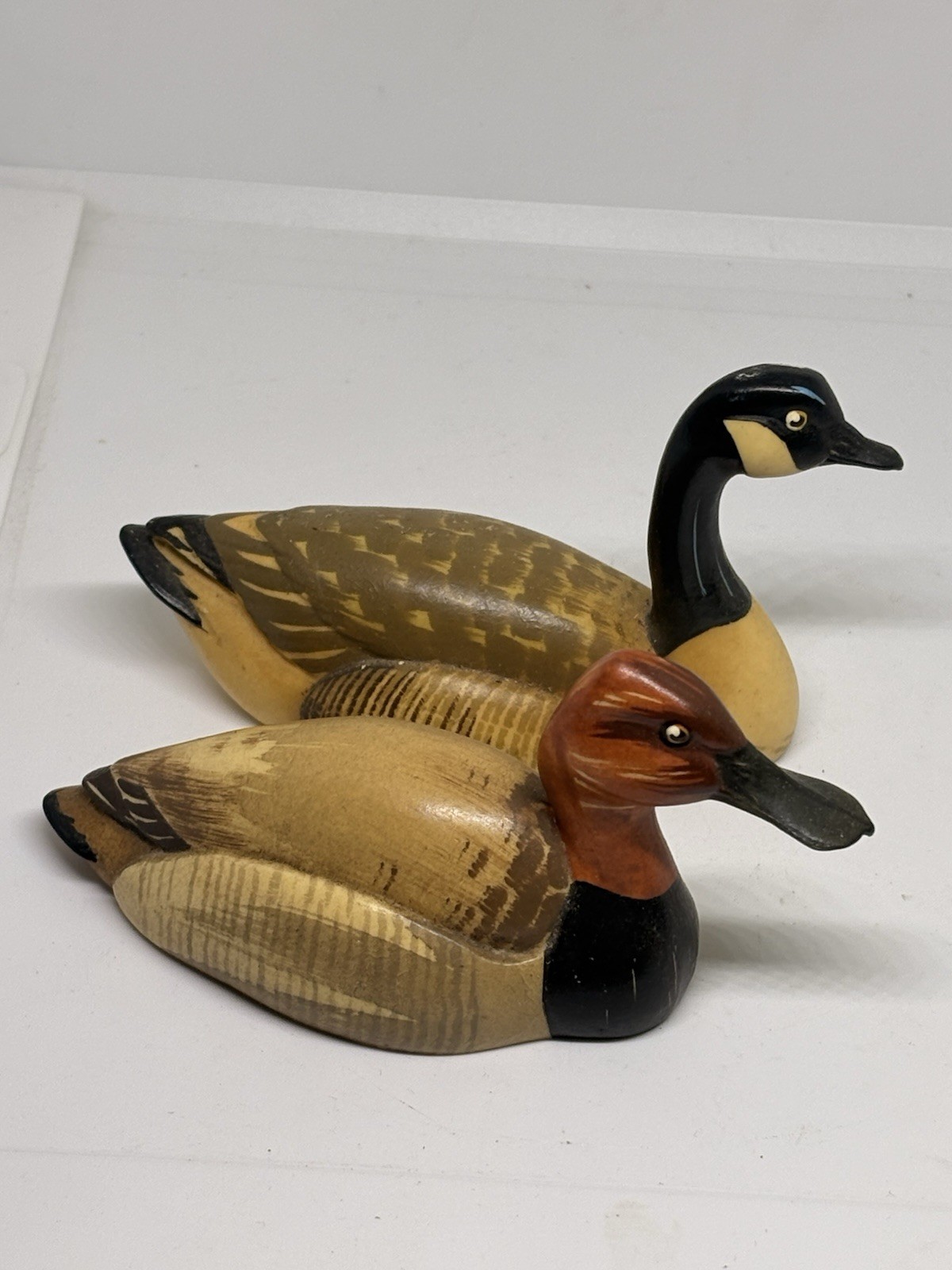 Vintage ANRI Italy Miniature Wood Duck Decoys - Canada Goose & Canvasback Pair Vintage ANRI Italy Miniature Wood Duck Decoys - Canada Goose & Canvasback Pair