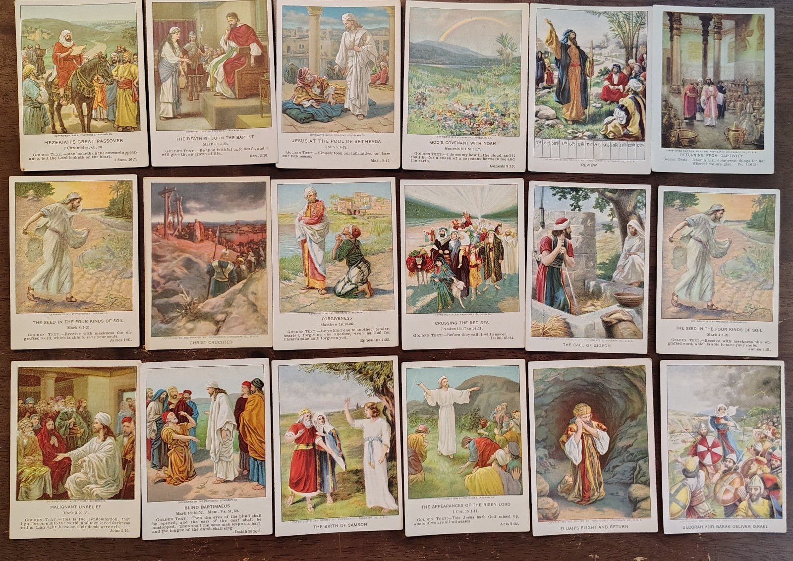 18 Vintage Bible Picture Lesson Cards Sunday School 1908-1917