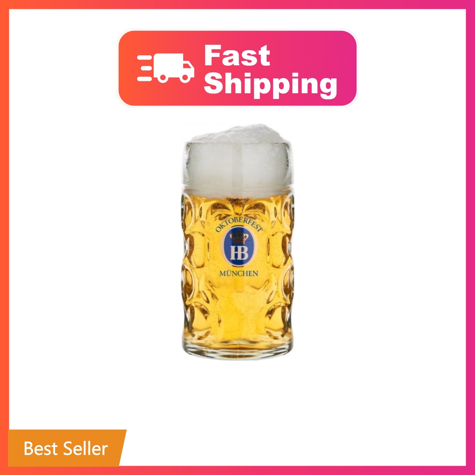 Hofbrauhaus 1 Liter HB Oktoberfest Edition Dimpled Glass Beer Stein Hofbrauhaus 1 Liter HB Oktoberfest Edition Dimpled Glass Beer Stein