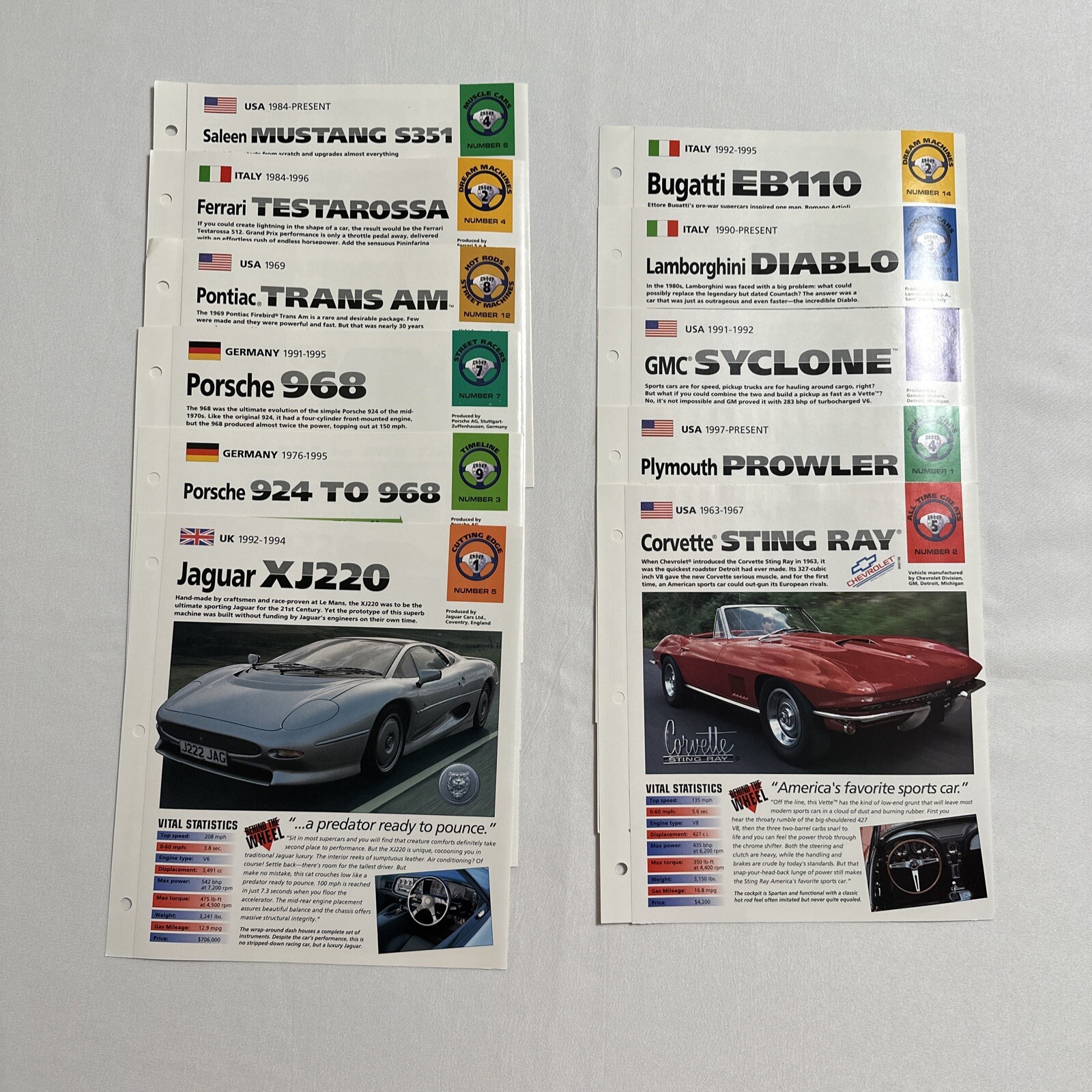 IMP International Masters Publishers Hot Cars AB Super Car Collector Card 11 Lot