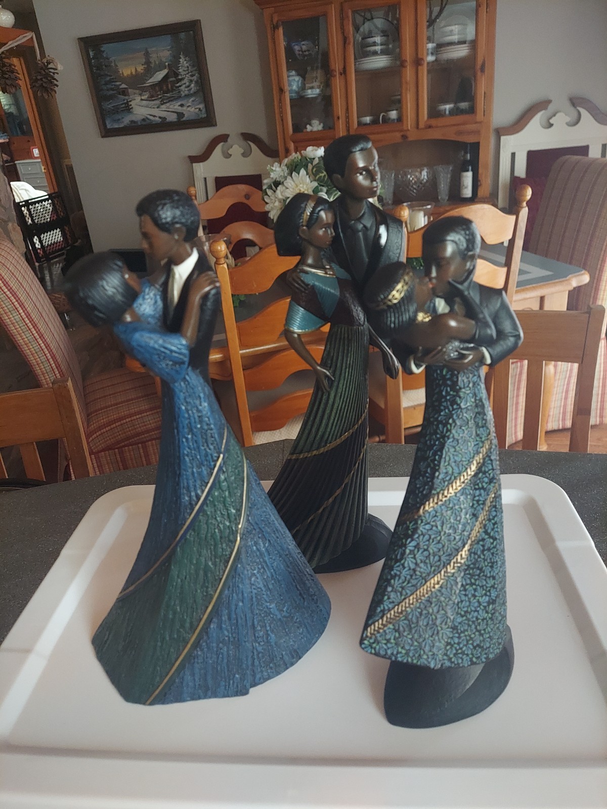 Set of 3 Enesco Parastone Mahogany Princess figurines