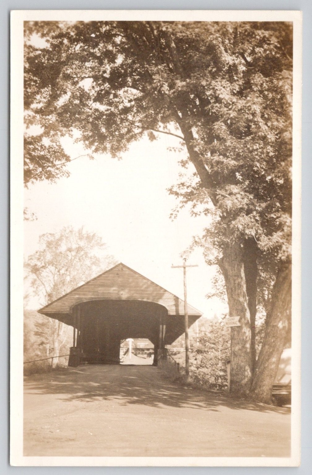 West Hopkinton NH Covered Bridge RPPC by C. Ernest Walker 1940s-50s