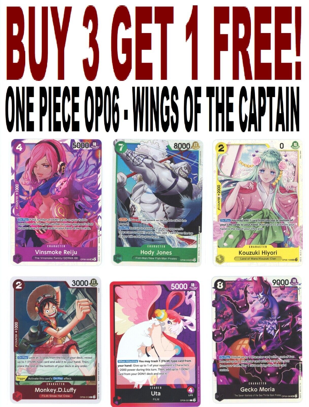 (ENGLISH) One Piece OP06 WINGS OF THE CAPTAIN You Pick/Choose (BUY 3 GET 1 FREE)